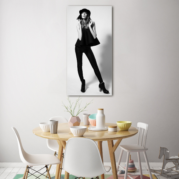 Quadro vetro acrilico verticale Donna in nero