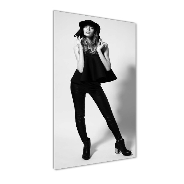 Quadro vetro acrilico verticale Donna in nero
