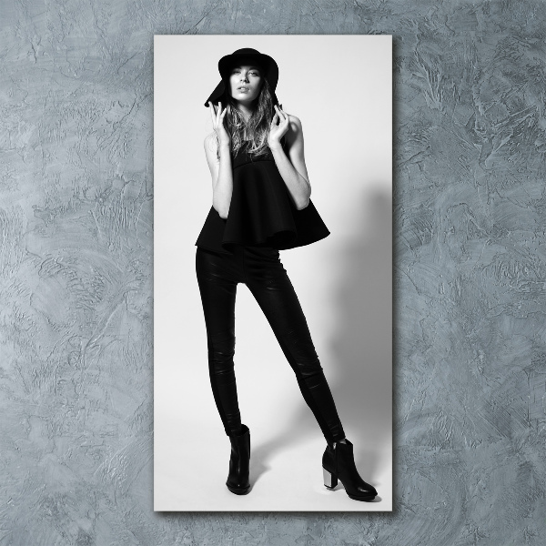 Quadro vetro acrilico verticale Donna in nero