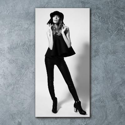 Quadro vetro acrilico verticale Donna in nero