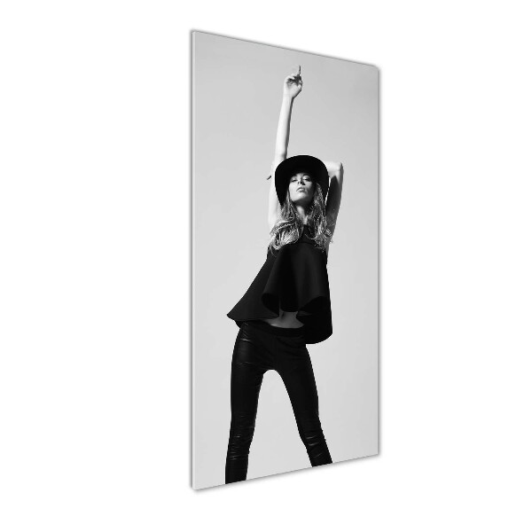 Quadro stampa su vetro acrilico verticale Donna in nero