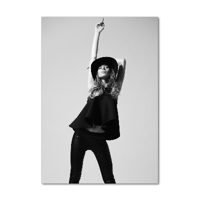 Quadro stampa su vetro acrilico verticale Donna in nero