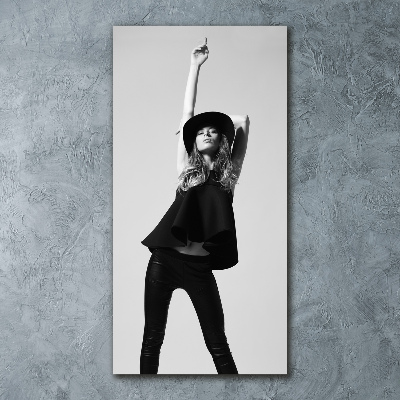 Quadro stampa su vetro acrilico verticale Donna in nero