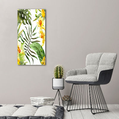 Quadro in vetro acrilico verticale Fiori tropicali