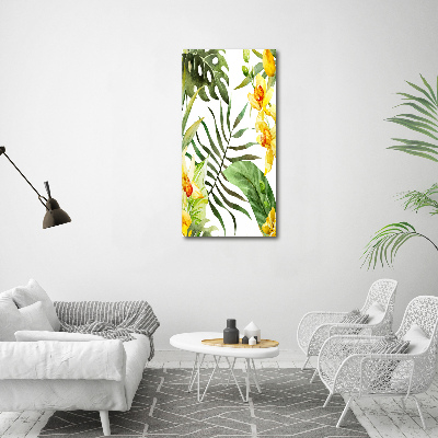 Quadro in vetro acrilico verticale Fiori tropicali