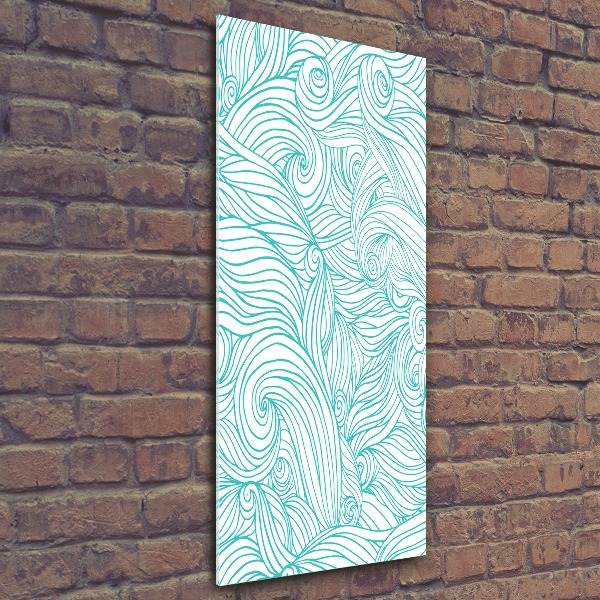 Quadro stampa su vetro acrilico verticale Onde blu