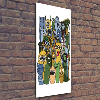 Quadro stampa su vetro acrilico verticale Mostri pazzi