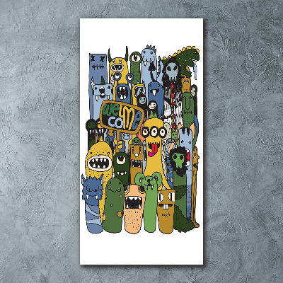 Quadro stampa su vetro acrilico verticale Mostri pazzi