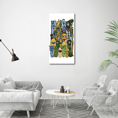 Quadro stampa su vetro acrilico verticale Mostri pazzi