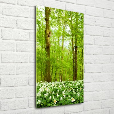Quadro stampa su vetro acrilico verticale Fiori nella foresta