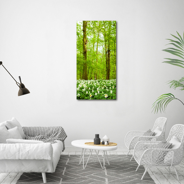 Quadro stampa su vetro acrilico verticale Fiori nella foresta