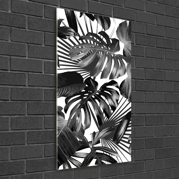Quadro acrilico verticale Foglie tropicali