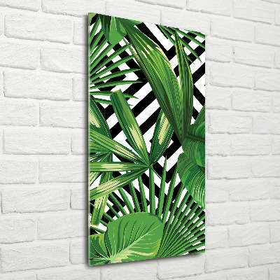 Quadro vetro acrilico verticale Foglie tropicali