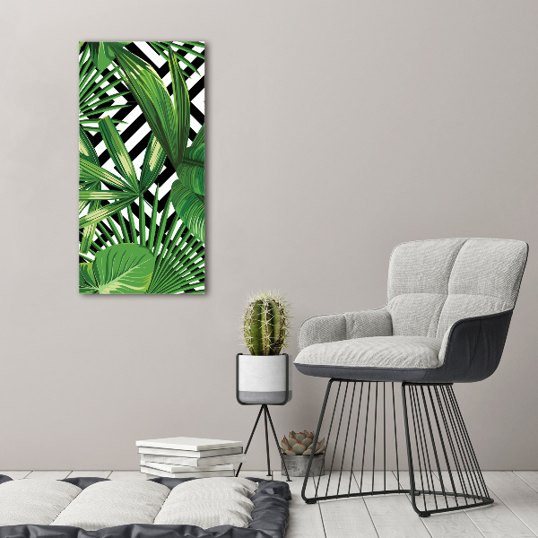 Quadro vetro acrilico verticale Foglie tropicali