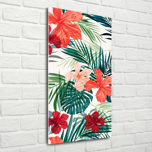 Quadro stampa su vetro acrilico verticale Fiori hawaiani