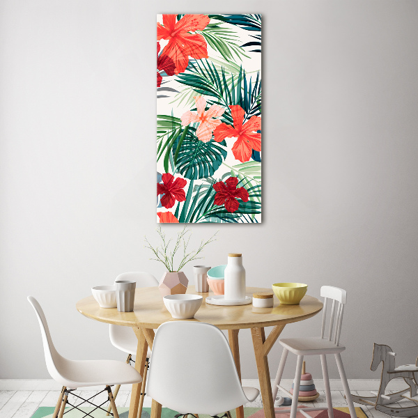 Quadro stampa su vetro acrilico verticale Fiori hawaiani