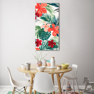 Quadro stampa su vetro acrilico verticale Fiori hawaiani