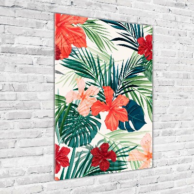Quadro stampa su vetro acrilico verticale Fiori hawaiani