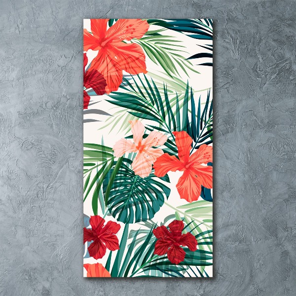 Quadro stampa su vetro acrilico verticale Fiori hawaiani