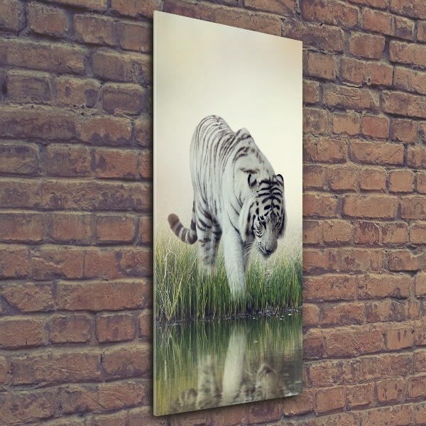 Quadro vetro acrilico verticale Tigre bianca