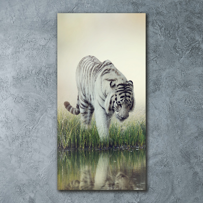 Quadro vetro acrilico verticale Tigre bianca