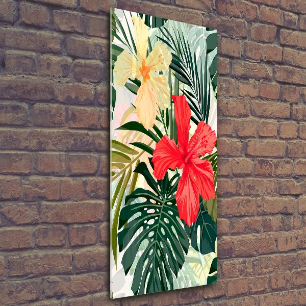 Quadro stampa su vetro acrilico verticale Fiori hawaiani