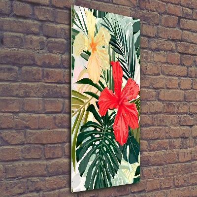 Quadro stampa su vetro acrilico verticale Fiori hawaiani
