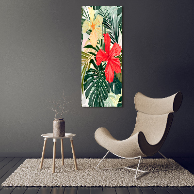 Quadro stampa su vetro acrilico verticale Fiori hawaiani