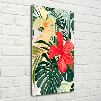 Quadro stampa su vetro acrilico verticale Fiori hawaiani