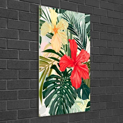 Quadro stampa su vetro acrilico verticale Fiori hawaiani