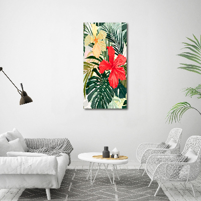 Quadro stampa su vetro acrilico verticale Fiori hawaiani