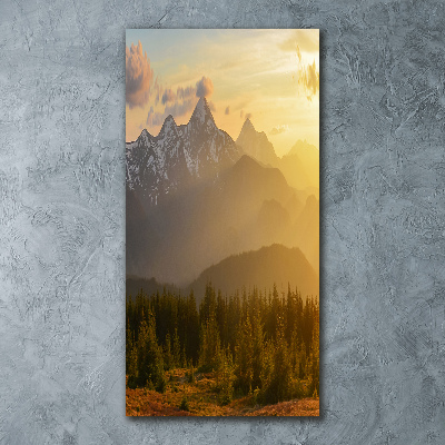 Quadro vetro acrilico verticale Tramonto sulle montagne
