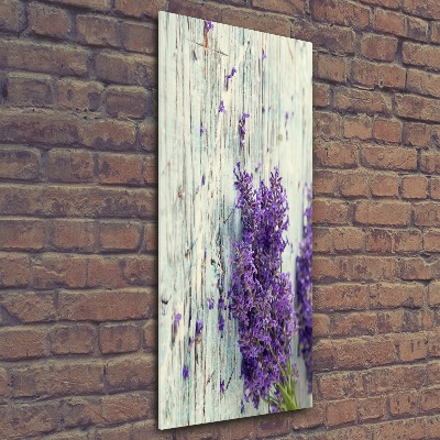 Quadro acrilico verticale Lavanda su legno