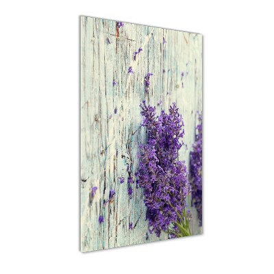 Quadro acrilico verticale Lavanda su legno