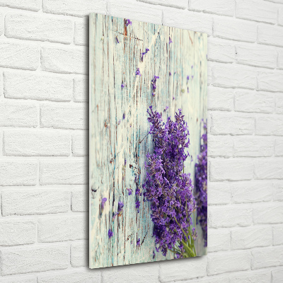 Quadro acrilico verticale Lavanda su legno