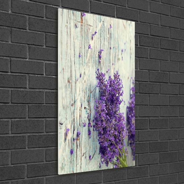 Quadro acrilico verticale Lavanda su legno