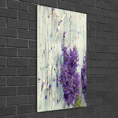 Quadro acrilico verticale Lavanda su legno