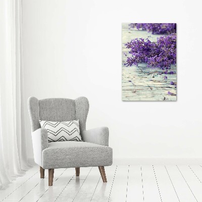 Quadro acrilico verticale Lavanda su legno