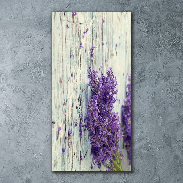Quadro acrilico verticale Lavanda su legno