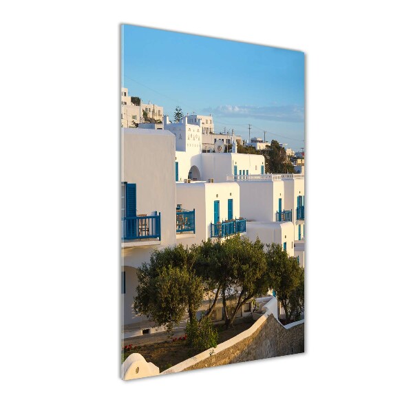 Quadro stampa su vetro acrilico verticale Mykonos, Grecia