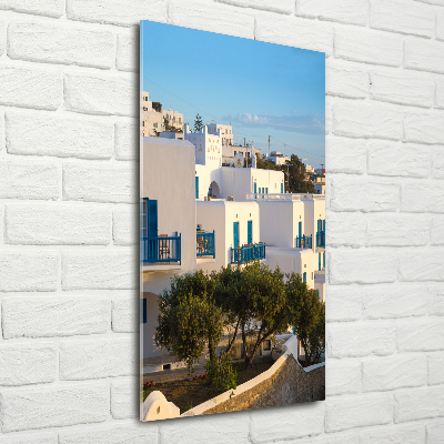 Quadro stampa su vetro acrilico verticale Mykonos, Grecia