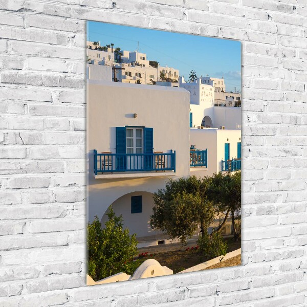 Quadro stampa su vetro acrilico verticale Mykonos, Grecia