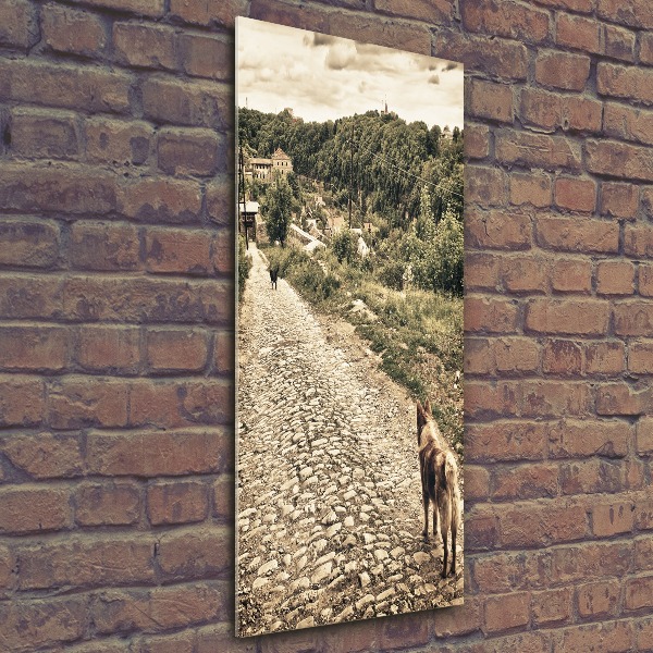 Quadro in vetro acrilico verticale Due cani della collina