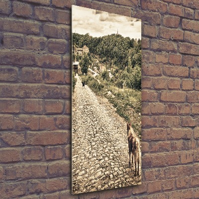 Quadro in vetro acrilico verticale Due cani della collina