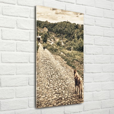 Quadro in vetro acrilico verticale Due cani della collina