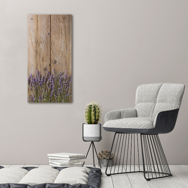 Quadro in vetro acrilico verticale Lavanda su legno