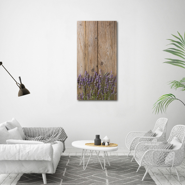 Quadro in vetro acrilico verticale Lavanda su legno