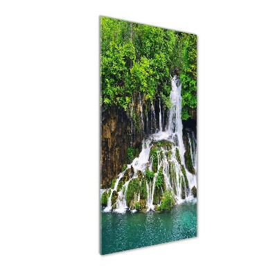Quadro acrilico verticale Cascata nella foresta