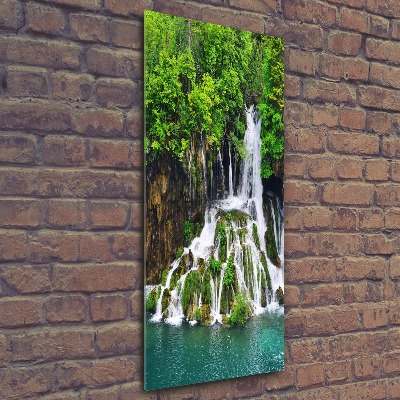 Quadro acrilico verticale Cascata nella foresta