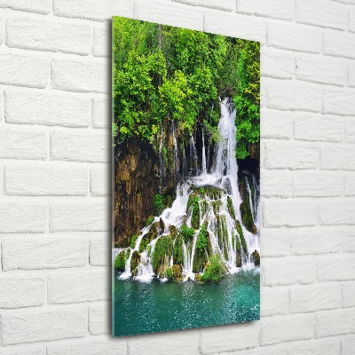 Quadro acrilico verticale Cascata nella foresta